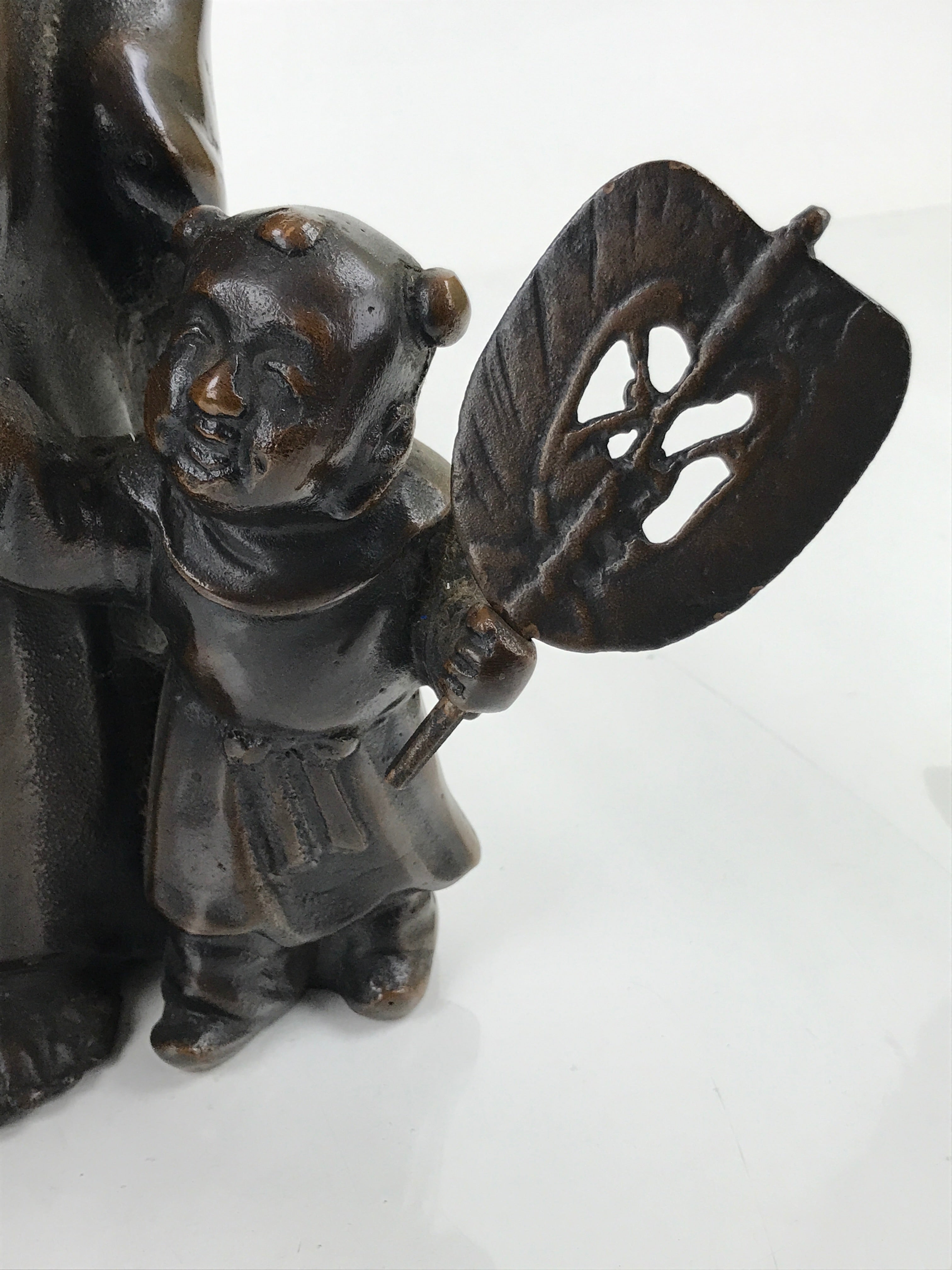 Japanese Large Bronze Hotei Statue 7 Lucky Gods Vtg Good Fortune Happiness ST8