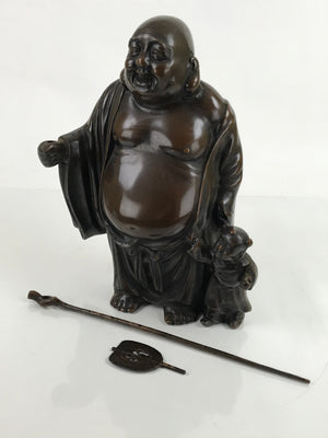 Japanese Large Bronze Hotei Statue 7 Lucky Gods Vtg Good Fortune Happiness ST8