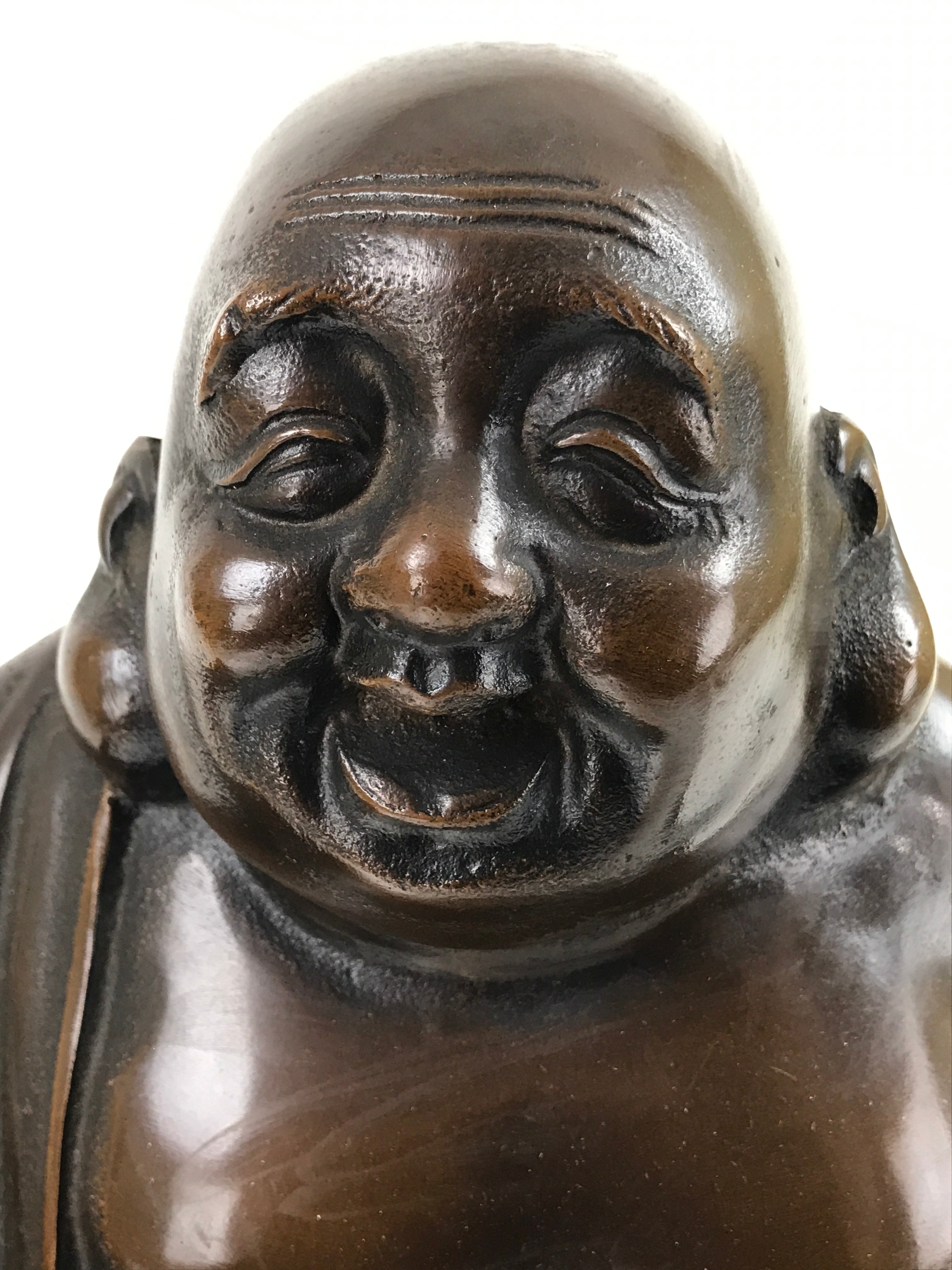 Japanese Large Bronze Hotei Statue 7 Lucky Gods Vtg Good Fortune Happiness ST8