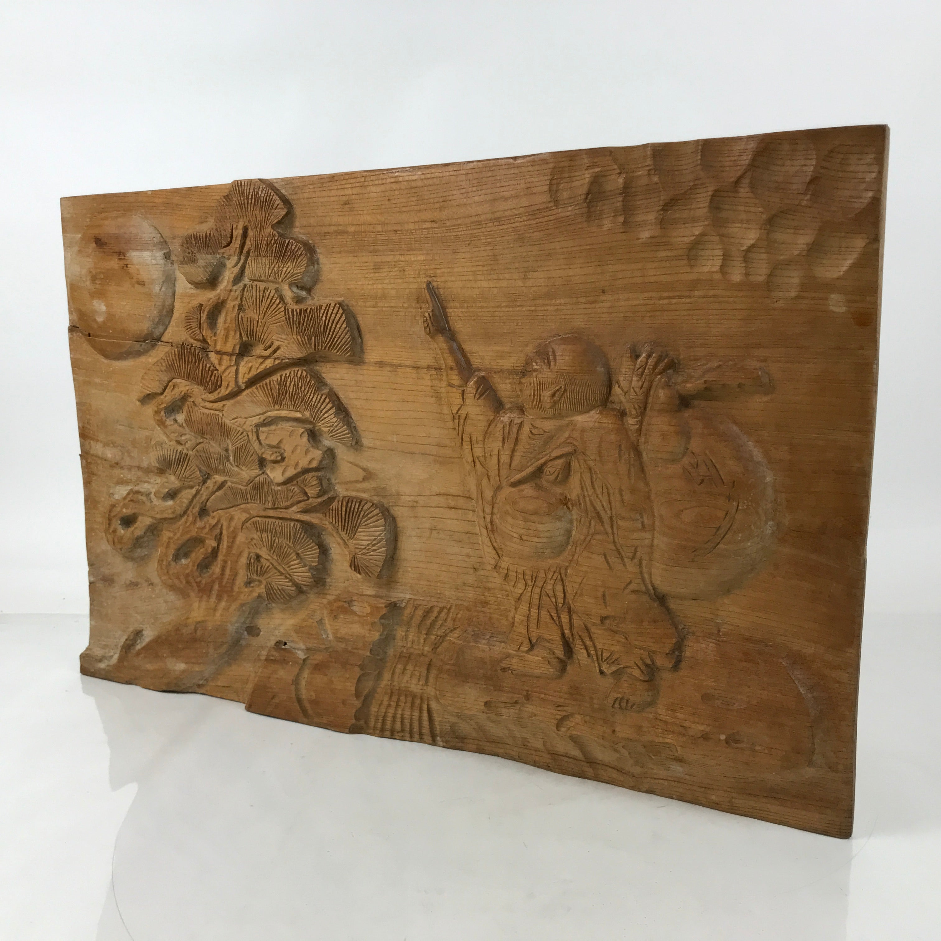 Japanese Large Carved Wooden Hotei Art 7 Lucky Gods Good Fortune Happiness JK898