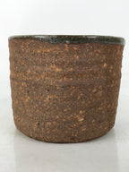 Japanese Large Ceramic Yunomi Teacup Vtg Pottery Brown Gray Yakimono TC564