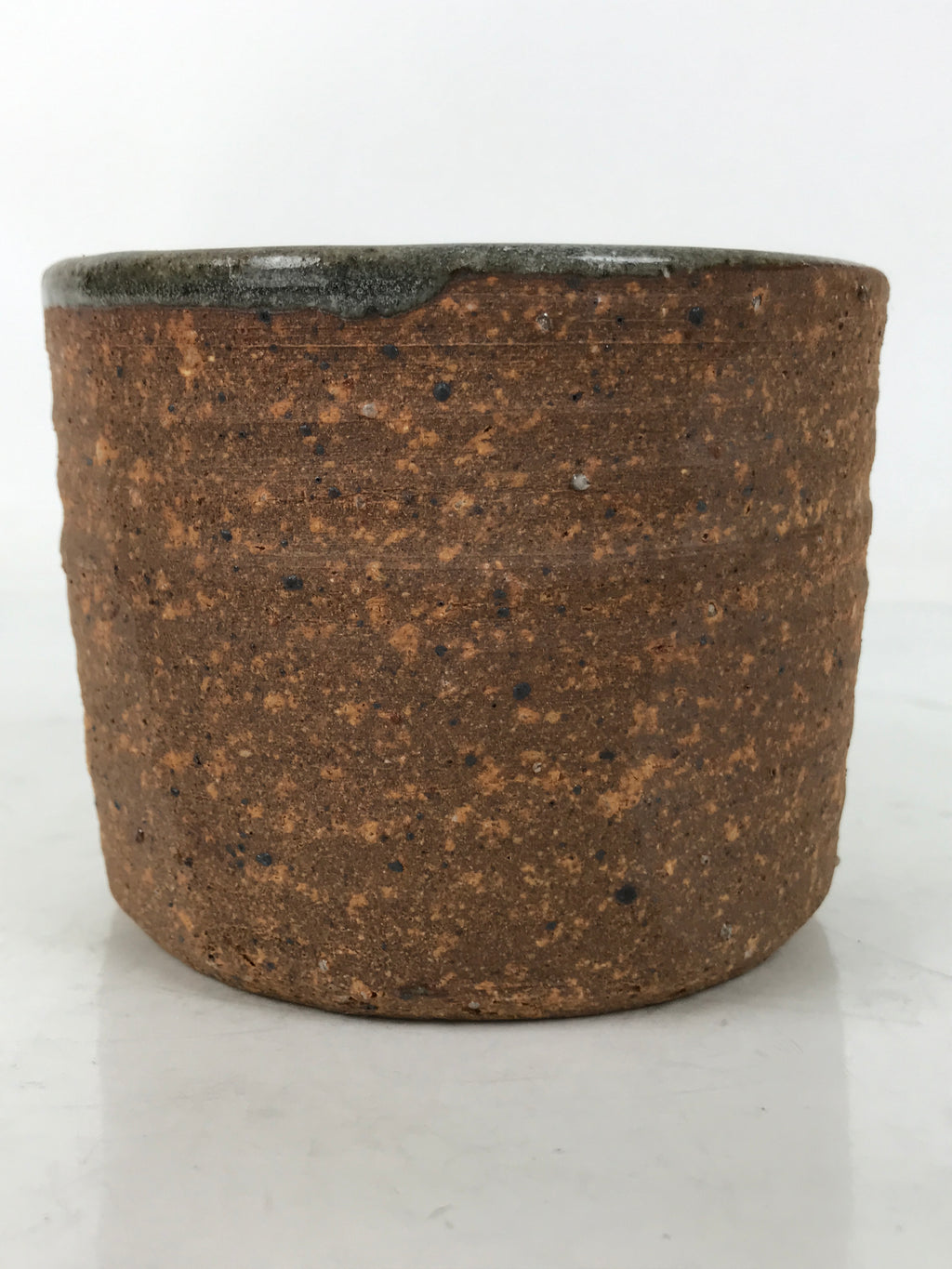 Japanese Large Ceramic Yunomi Teacup Vtg Pottery Brown Gray Yakimono TC564