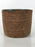 Japanese Large Ceramic Yunomi Teacup Vtg Pottery Brown Gray Yakimono TC564