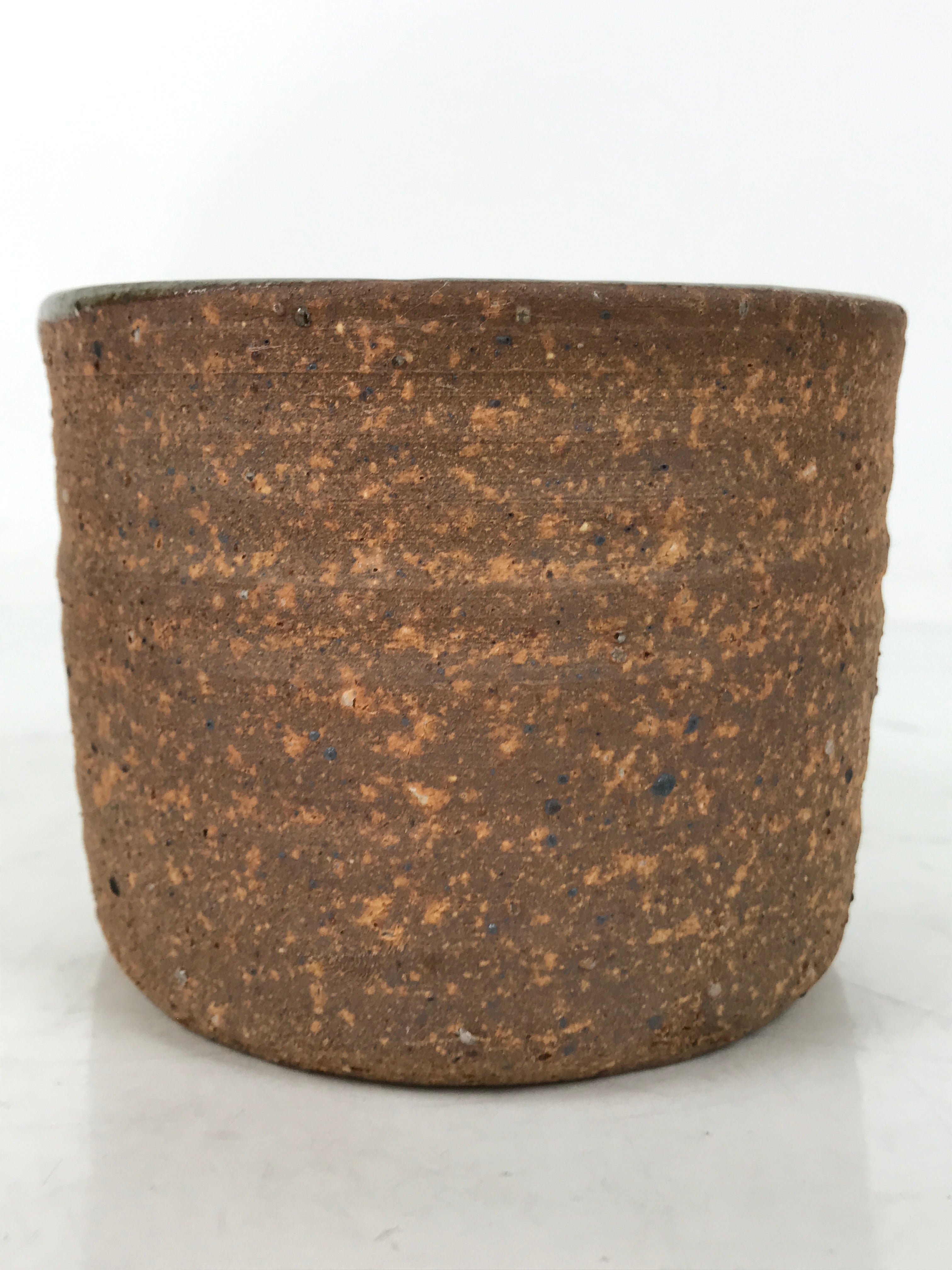 Japanese Large Ceramic Yunomi Teacup Vtg Pottery Brown Gray Yakimono TC564