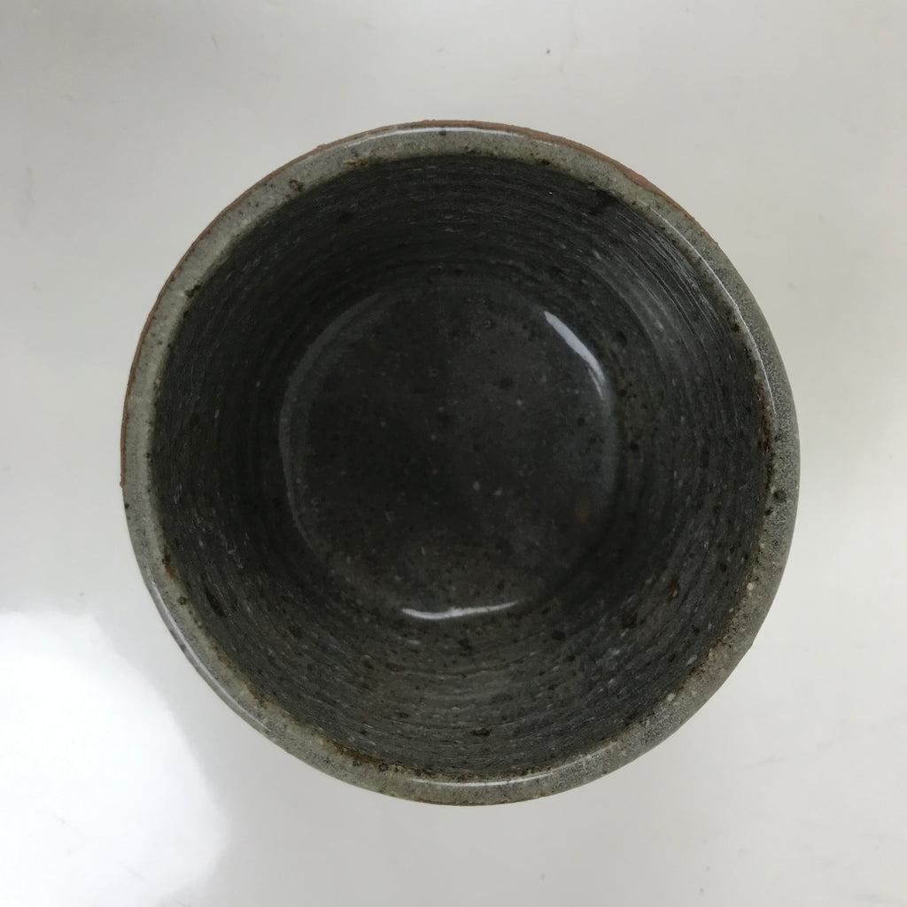 Japanese Large Ceramic Yunomi Teacup Vtg Pottery Brown Gray Yakimono TC564