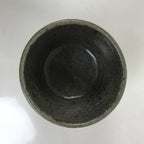 Japanese Large Ceramic Yunomi Teacup Vtg Pottery Brown Gray Yakimono TC564