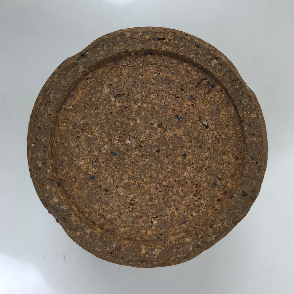 Japanese Large Ceramic Yunomi Teacup Vtg Pottery Brown Gray Yakimono TC564