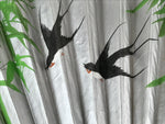 Japanese Large Display Paper Folding Fan Sensu Bamboo Frame Tsubame Birds 4D789