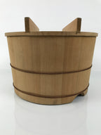 Japanese Large Handcrafted Lidded Wooden Oke Bucket Vtg Water Rice Storage BK53