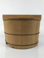 Japanese Large Handcrafted Lidded Wooden Oke Bucket Vtg Water Rice Storage BK53