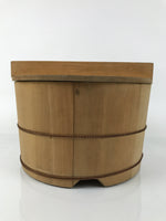 Japanese Large Handcrafted Lidded Wooden Oke Bucket Vtg Water Rice Storage BK53