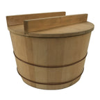 Japanese Large Handcrafted Lidded Wooden Oke Bucket Vtg Water Rice Storage BK53