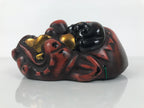 Japanese Large Plaster Noh Mask Tsuina Oni Vtg Angry Demon Nohmen Red Gold OM93