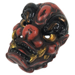 Japanese Large Plaster Noh Mask Tsuina Oni Vtg Angry Demon Nohmen Red Gold OM93