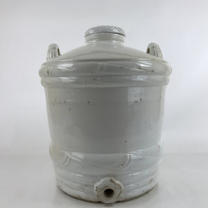 Japanese Large Porcelain Barrel Sake Bottle Kayoi-Tokkuri White Kiku Lid TS768