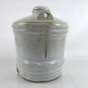 Japanese Large Porcelain Barrel Sake Bottle Kayoi-Tokkuri White Kiku Lid TS768