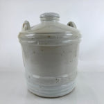 Japanese Large Porcelain Barrel Sake Bottle Kayoi-Tokkuri White Kiku Lid TS768