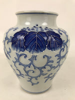 Japanese Large Porcelain Sometsuke Flower Vase Vtg Floral Blue White w/Box PX778