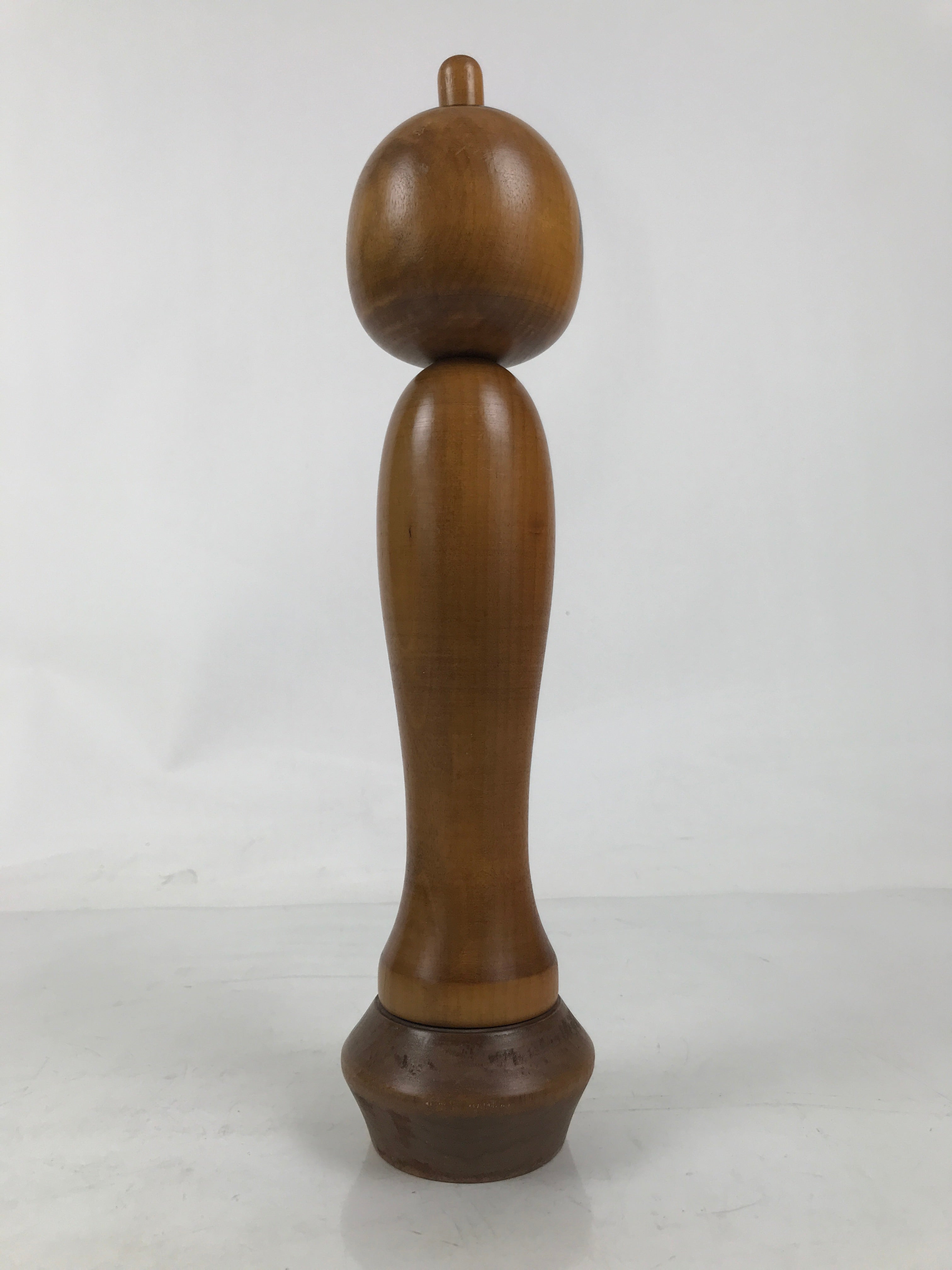 Japanese Large Wooden Kokeshi Doll Vtg Simple Classic Style Brown Black KF735
