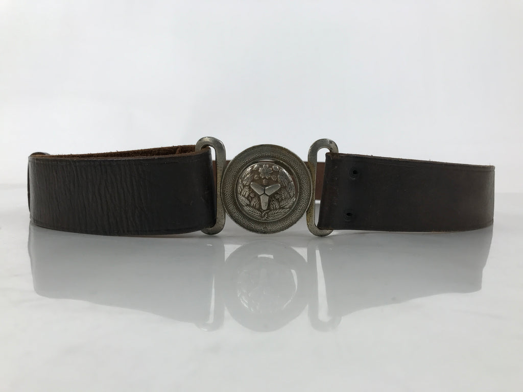 Japanese Leather Firefighter Dress Uniform Belt Fire Brigade Crest Clasp MK17