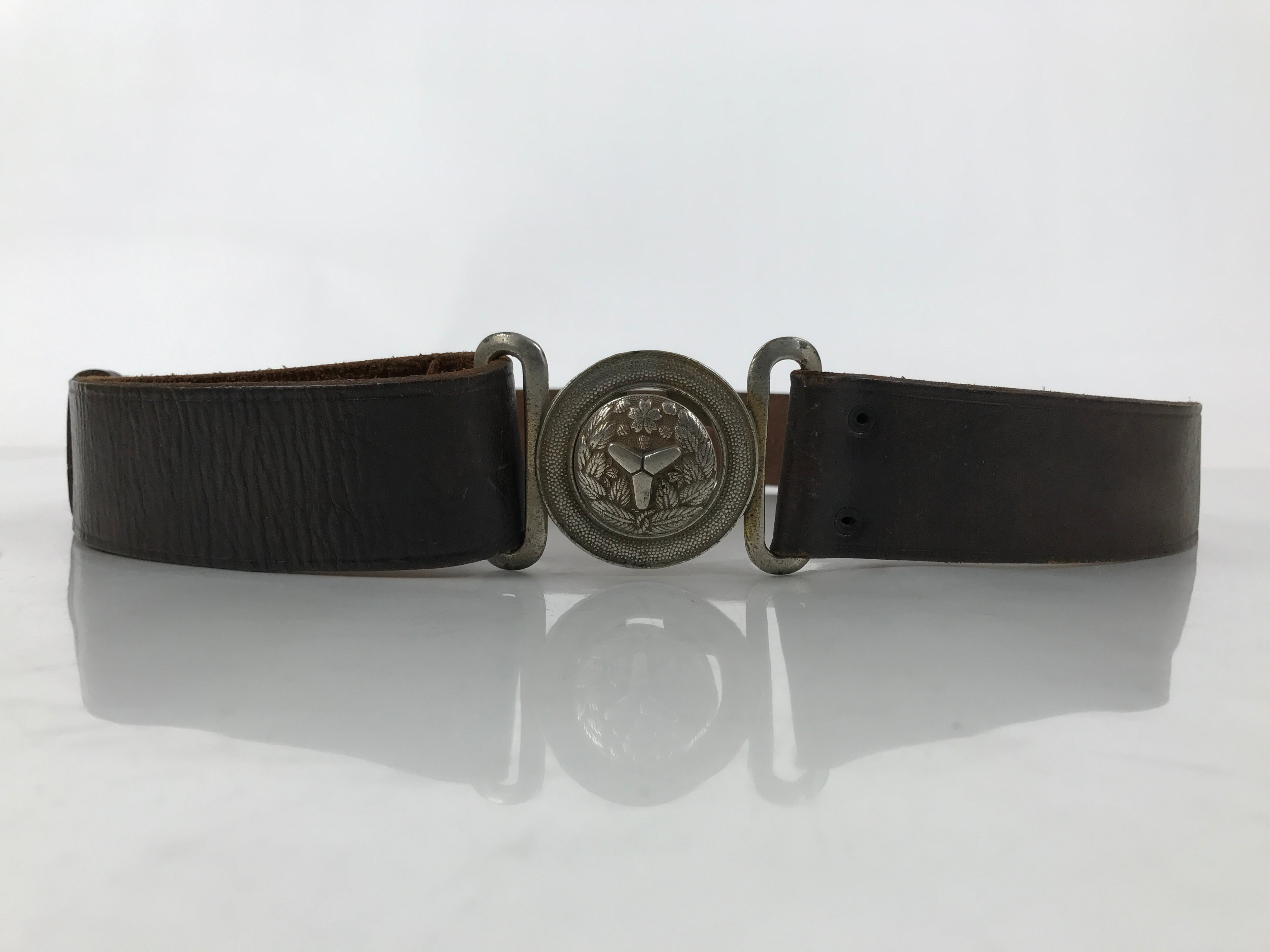 Japanese Leather Firefighter Dress Uniform Belt Fire Brigade Crest Clasp MK17