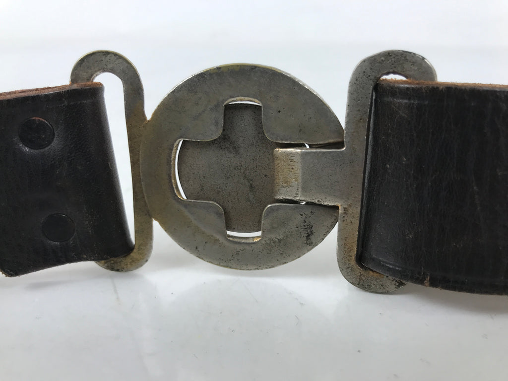 Japanese Leather Firefighter Dress Uniform Belt Fire Brigade Crest Clasp MK17