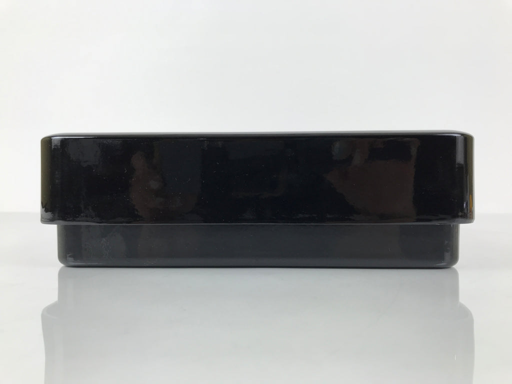 Japanese Lidded Fumibako Lacquerware Replica Letter Box Makie Bamboo Black LWB17