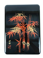 Japanese Lidded Fumibako Lacquerware Replica Letter Box Makie Bamboo Black LWB176