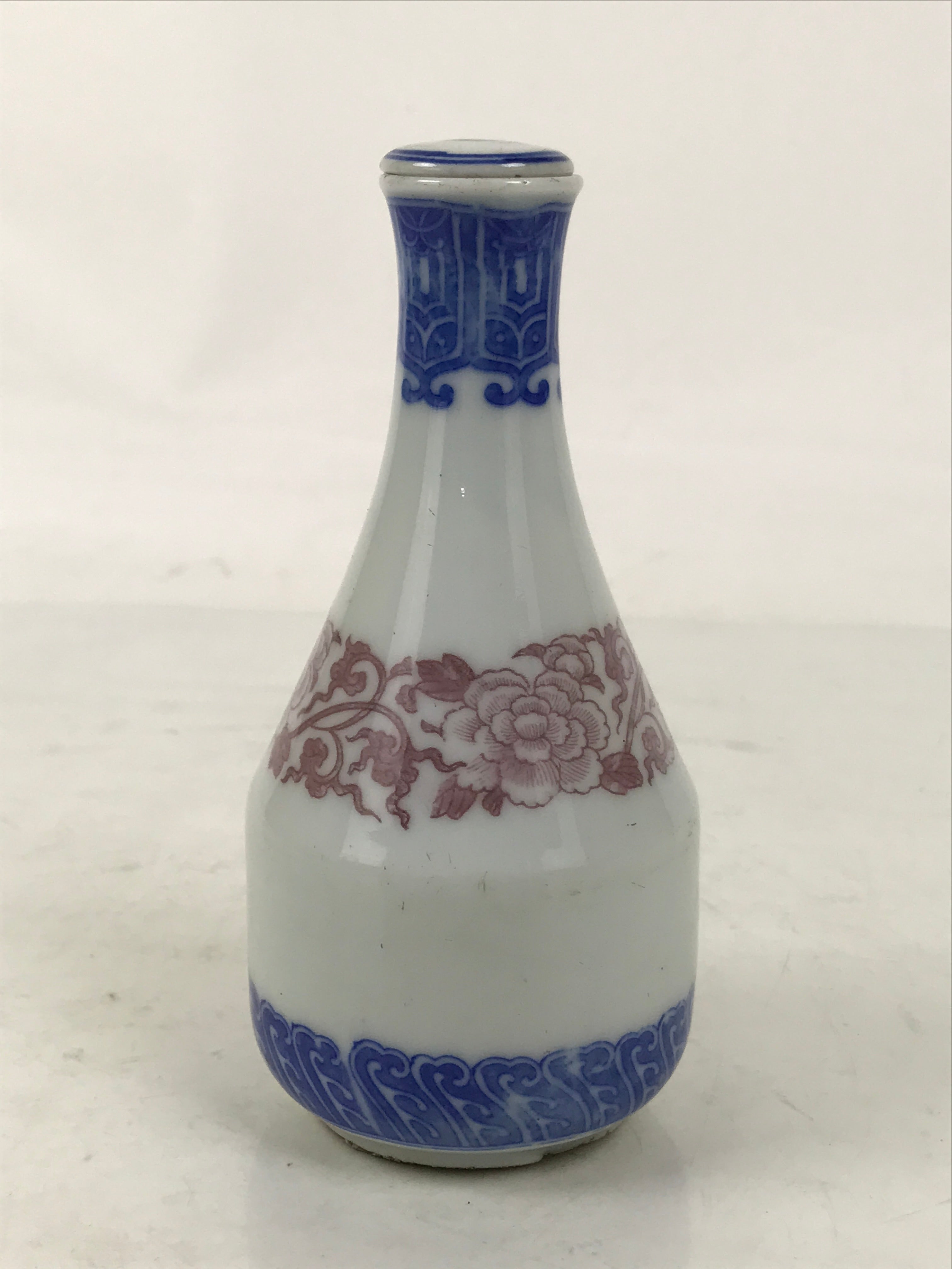 よぴページ Japanese Lidded Porcelain Sake Bottle Tokkuri Vtg Sometsuke
