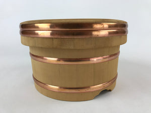 Japanese Lidded Wooden Hitsu Bucket Vtg Sawara Cypress Water Rice Storage BK22
