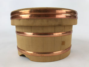 Japanese Lidded Wooden Hitsu Bucket Vtg Sawara Cypress Water Rice Storage BK22