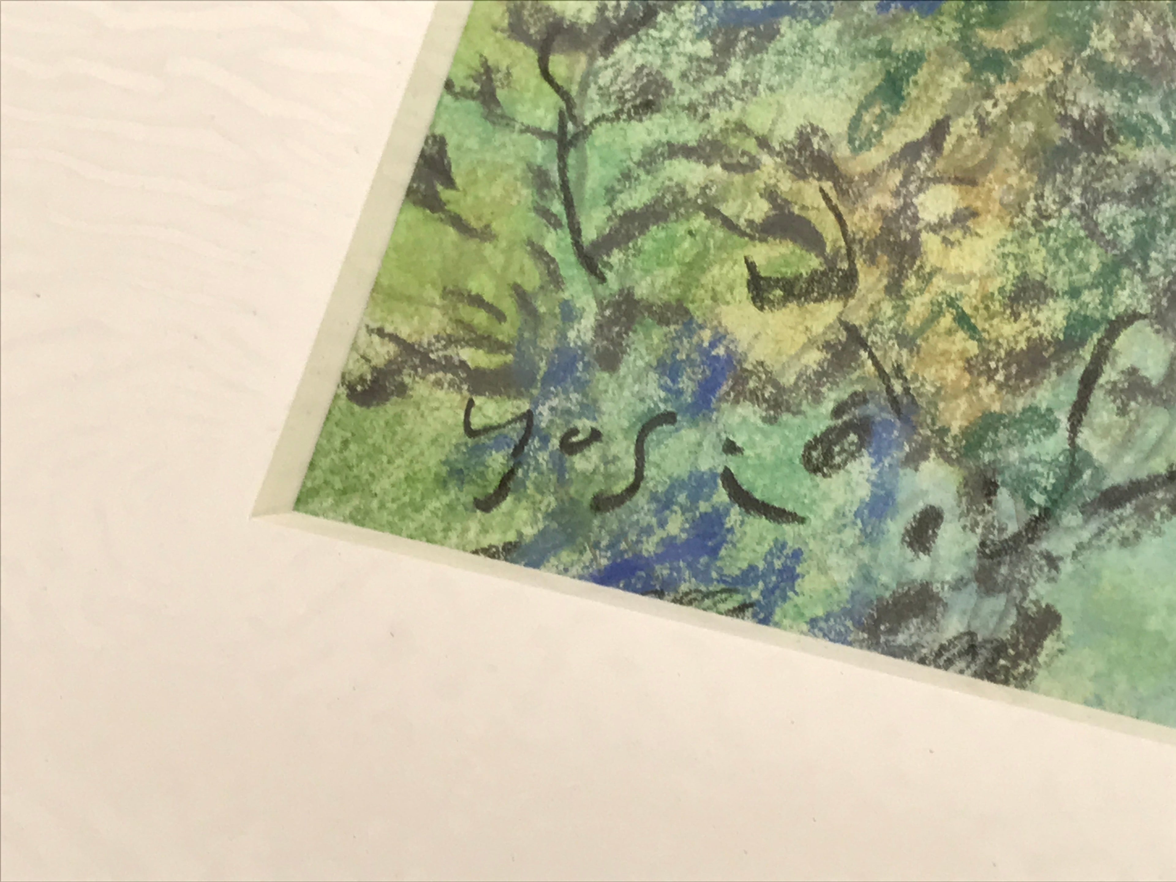 Japanese Lush Ocean Coastline Pastel Drawing Art Signed Yoshihiro Hagino FL337