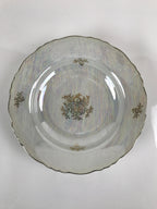 Japanese Lusterware Porcelain China Soup Pasta Bowl Vtg Floral Silver Rim PY832