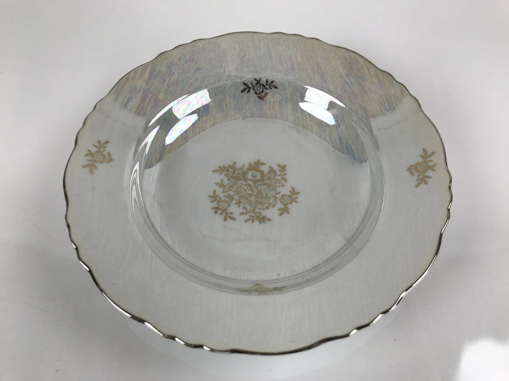 Japanese Lusterware Porcelain China Soup Pasta Bowl Vtg Floral Silver Rim PY832