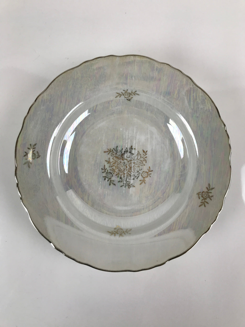 Japanese Lusterware Porcelain China Soup Pasta Bowl Vtg Floral Silver Rim PY833