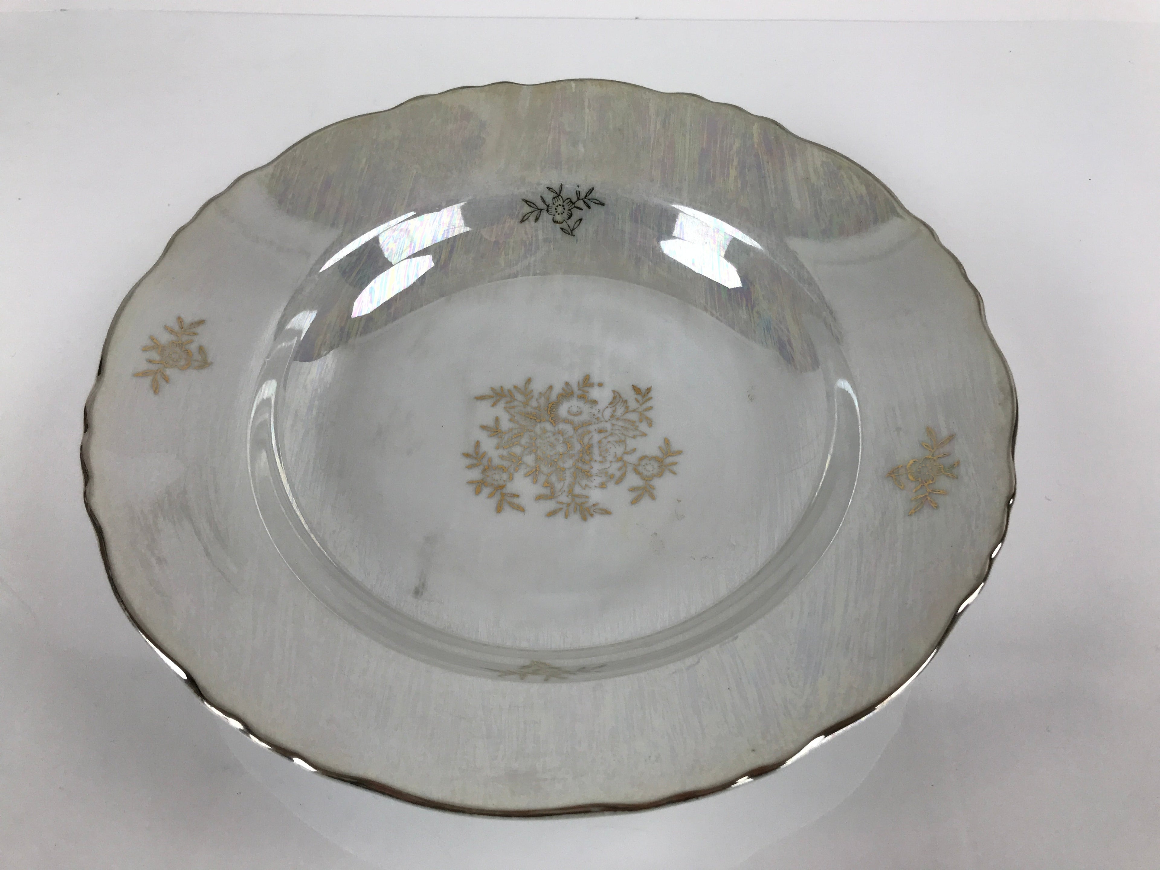 Japanese Lusterware Porcelain China Soup Pasta Bowl Vtg Floral Silver Rim PY833