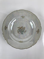 Japanese Lusterware Porcelain China Soup Pasta Bowl Vtg Floral Silver Rim PY834