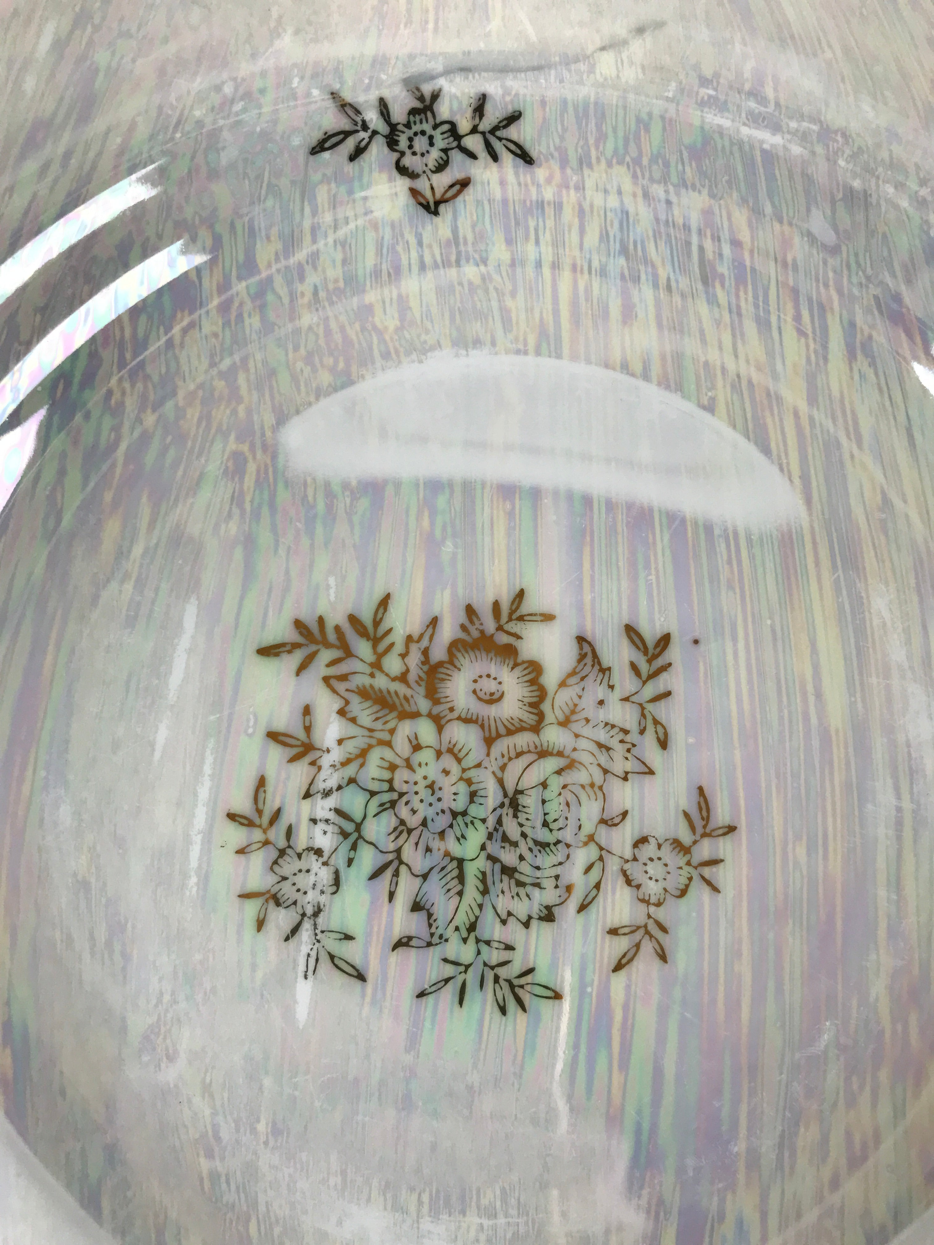 Japanese Lusterware Porcelain China Soup Pasta Bowl Vtg Floral Silver Rim PY835