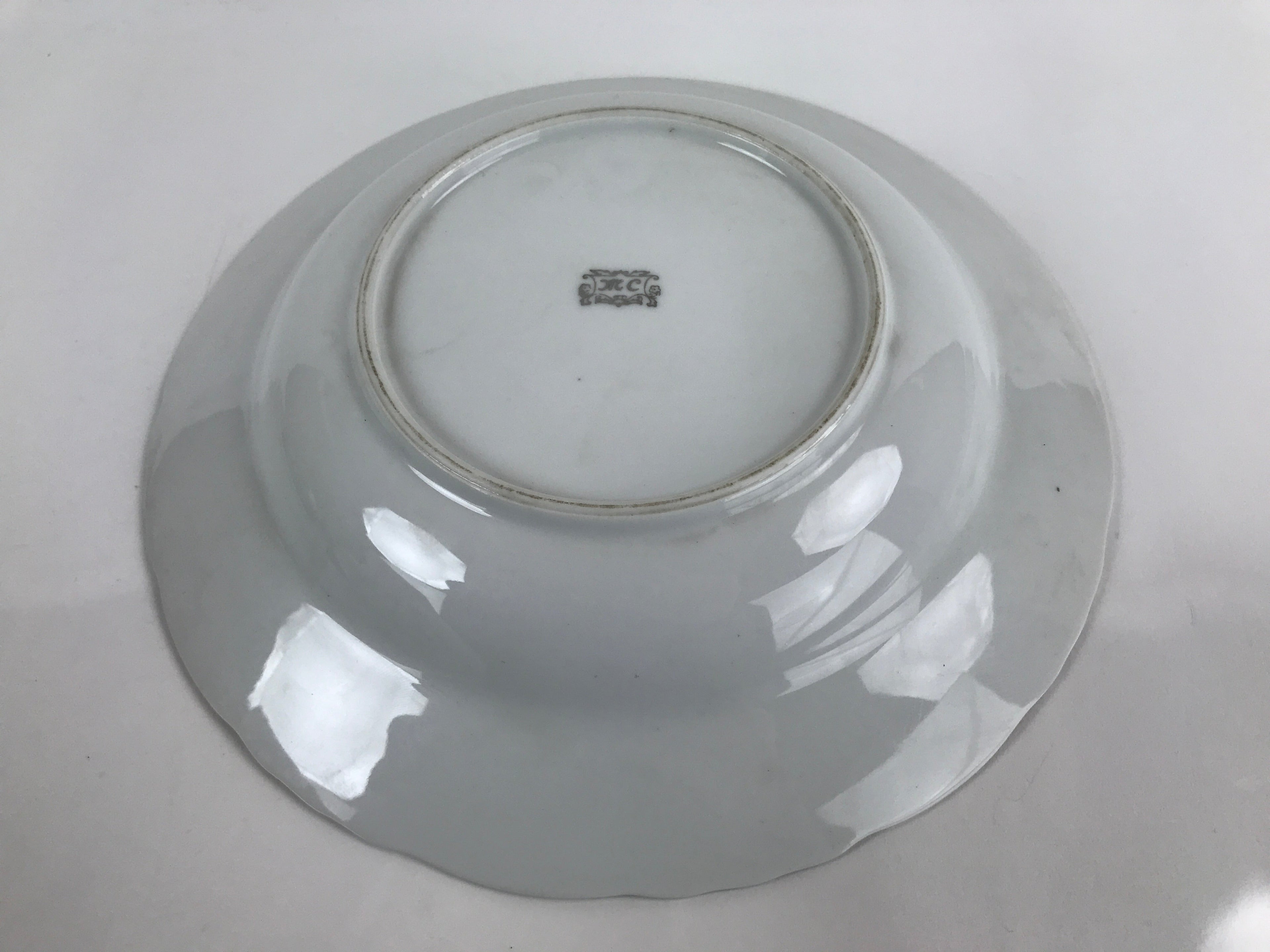Japanese Lusterware Porcelain China Soup Pasta Bowl Vtg Floral Silver Rim PY835
