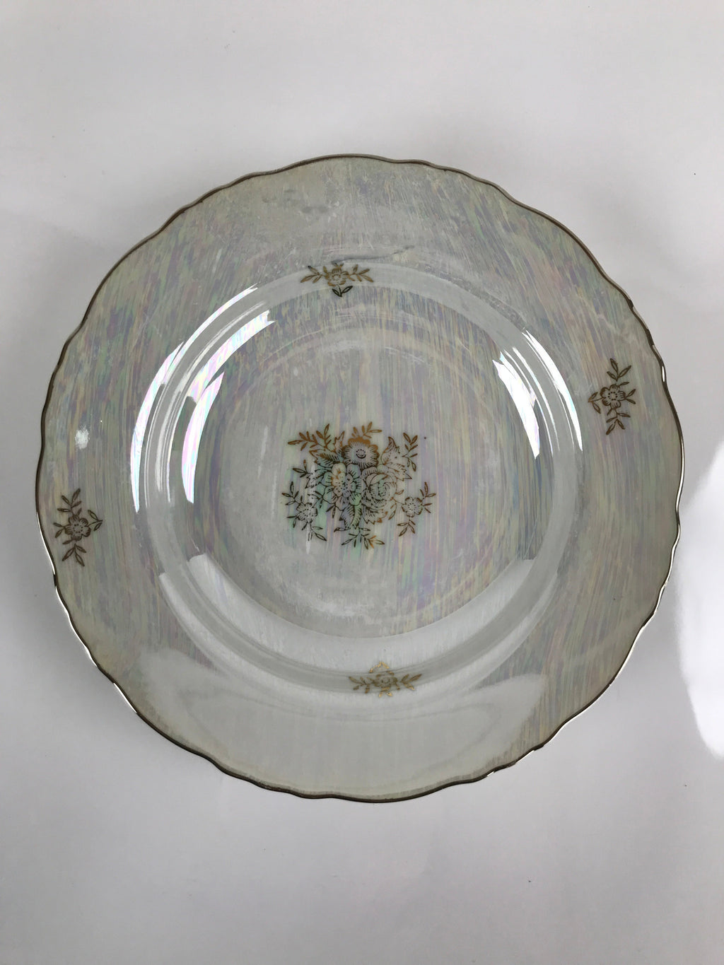 Japanese Lusterware Porcelain China Soup Pasta Bowl Vtg Floral Silver Rim PY835