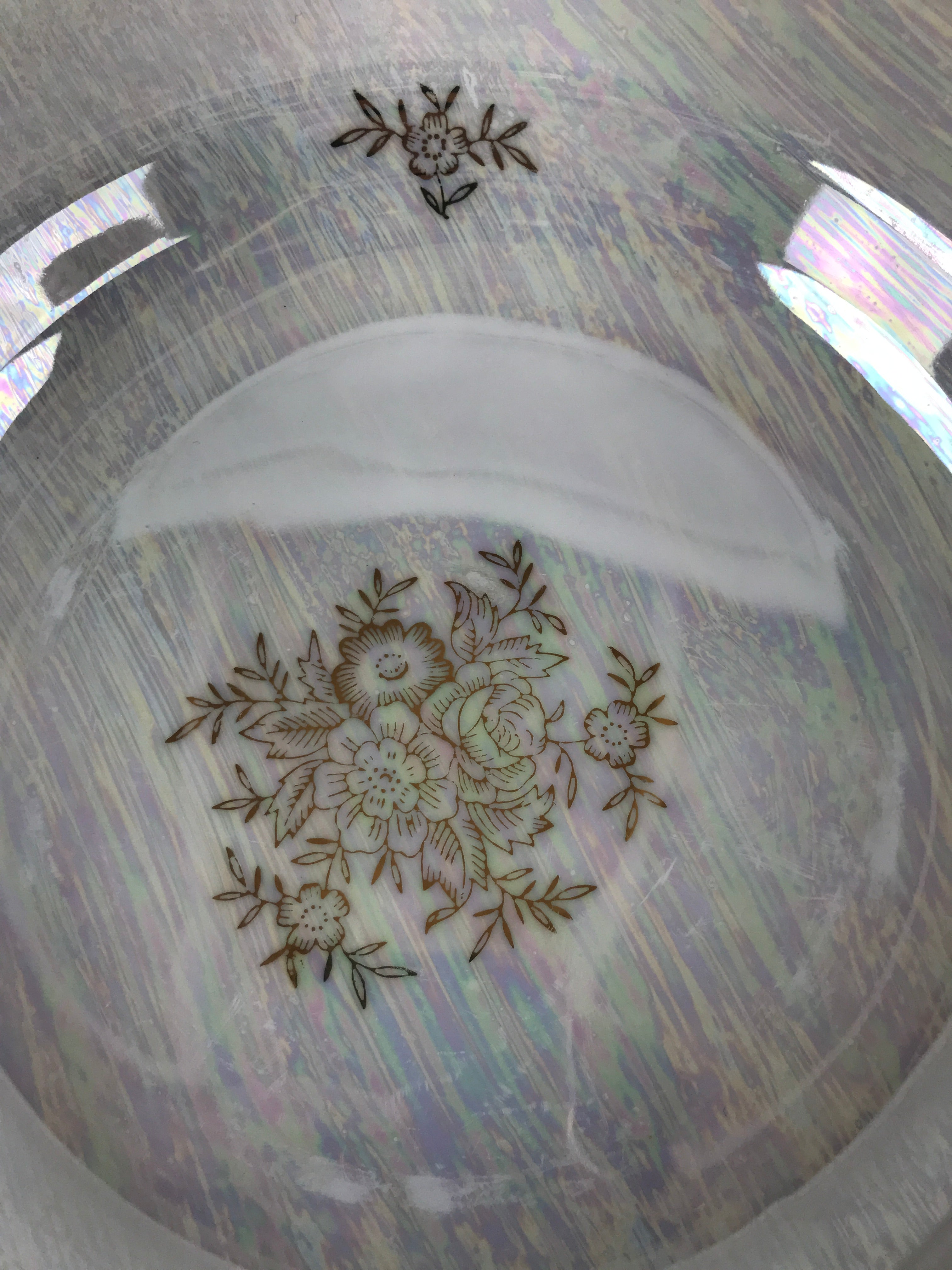 Japanese Lusterware Porcelain China Soup Pasta Bowl Vtg Floral Silver Rim PY836