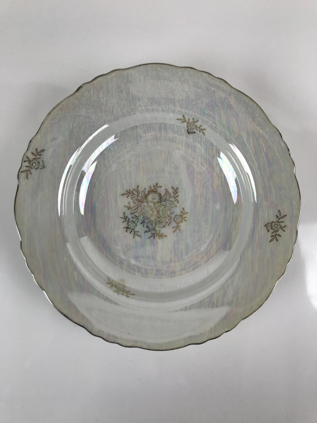 Japanese Lusterware Porcelain China Soup Pasta Bowl Vtg Floral Silver Rim PY836