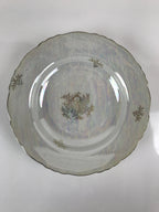 Japanese Lusterware Porcelain China Soup Pasta Bowl Vtg Floral Silver Rim PY836