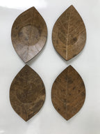 Japanese Magnolia Leaf Drink Saucer Chataku Coaster 4pc Natural Brown L387