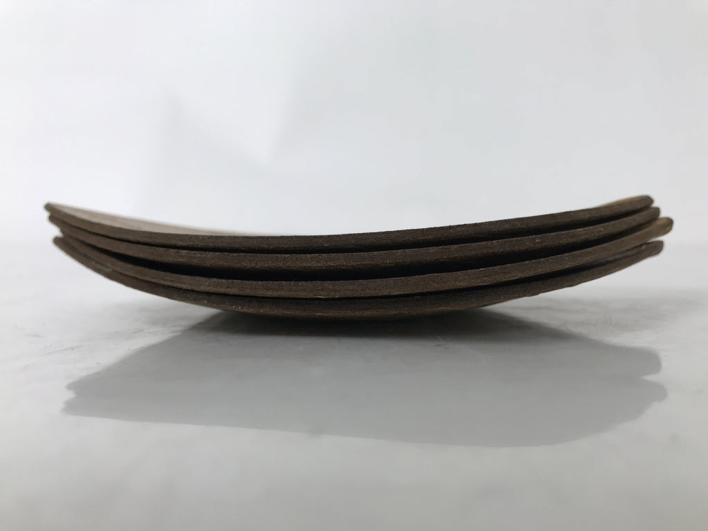Japanese Magnolia Leaf Drink Saucer Chataku Coaster 4pc Natural Brown L387