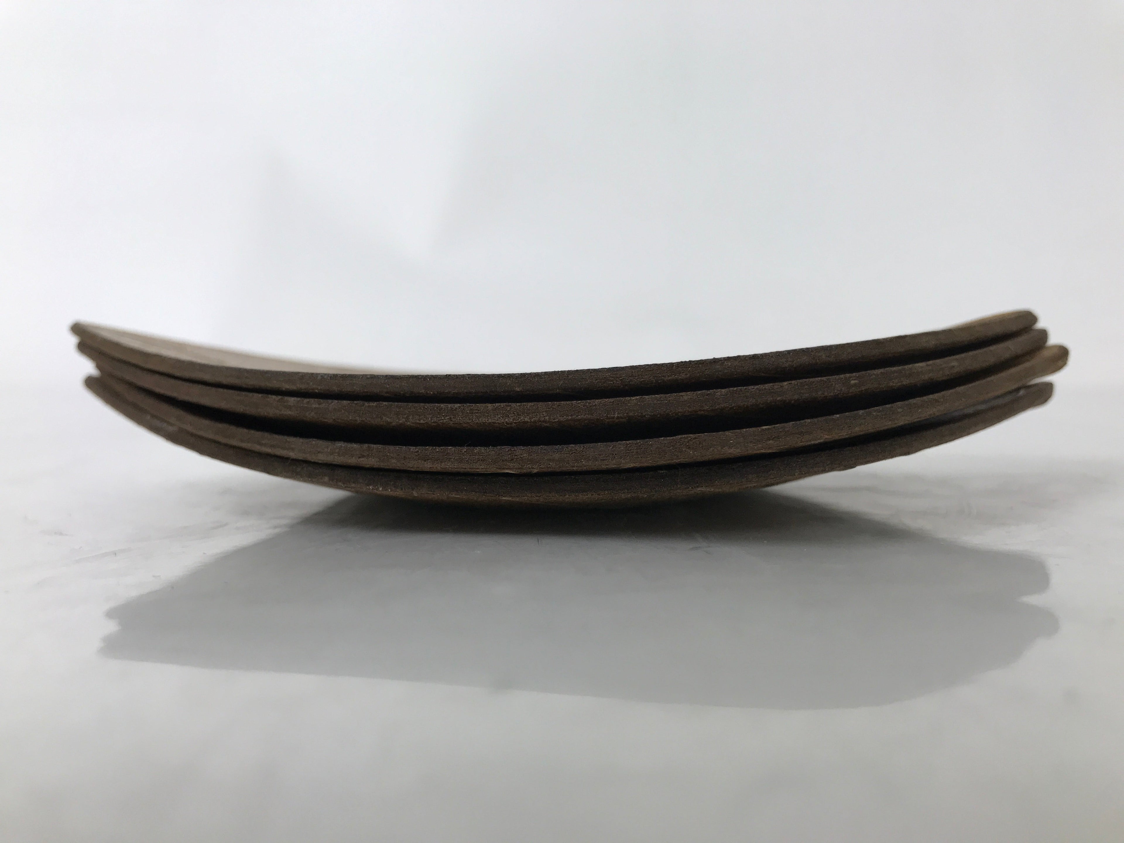 Japanese Magnolia Leaf Drink Saucer Chataku Coaster 4pc Natural Brown L387