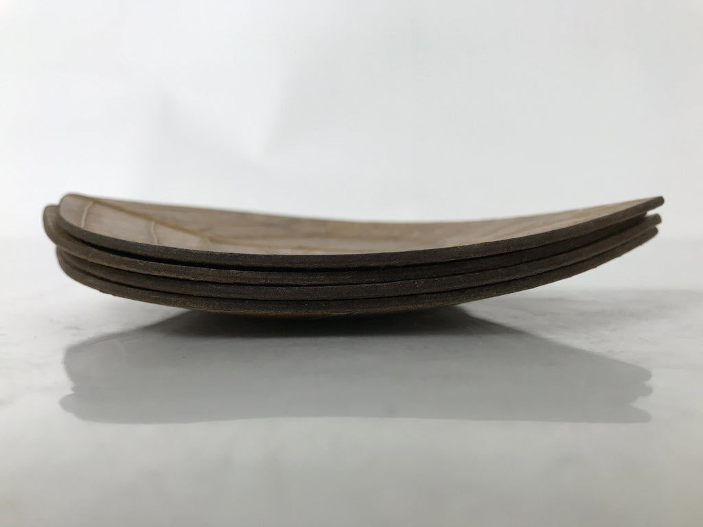 Japanese Magnolia Leaf Drink Saucer Chataku Coaster 4pc Natural Brown L387