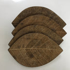 Japanese Magnolia Leaf Drink Saucer Chataku Coaster 4pc Natural Brown L387