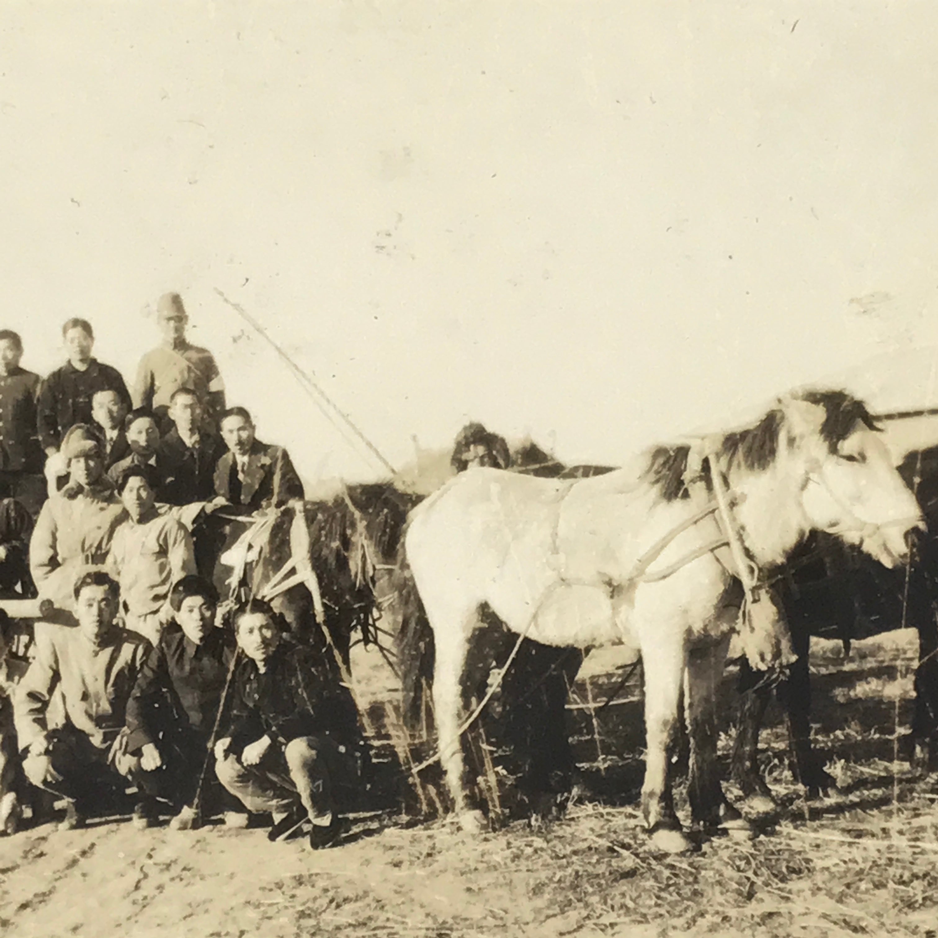 Japanese Manchuria China Farming Group Photograph Vtg Colony Sepia Tone PH224