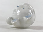 Japanese Maneki-Neko Lucky Cat Smiling Face Figurine Vtg Ceramic Blue BD939